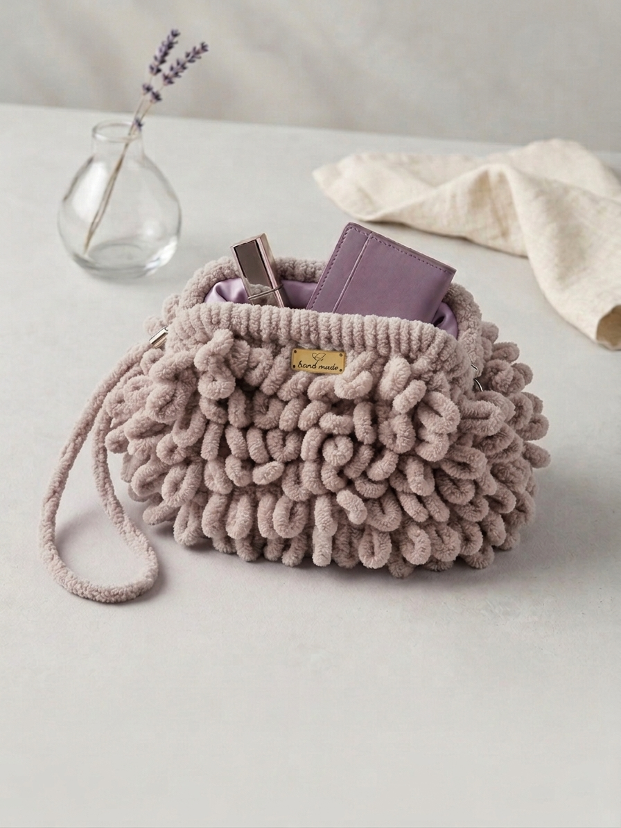 Mauve Loop-Stitch Clutch