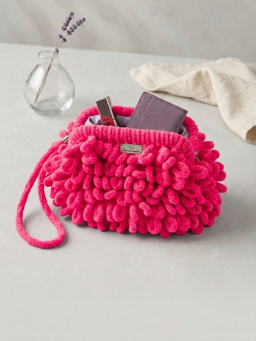 Pink Loop-Stitch Clutch